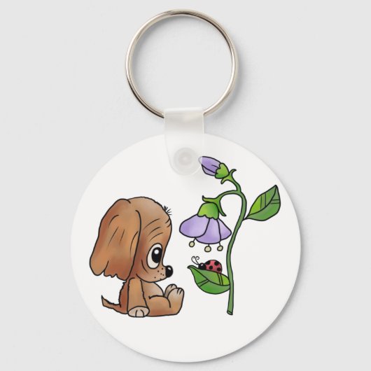 Hund und Blume Schlüsselanhänger (Vorderseite)