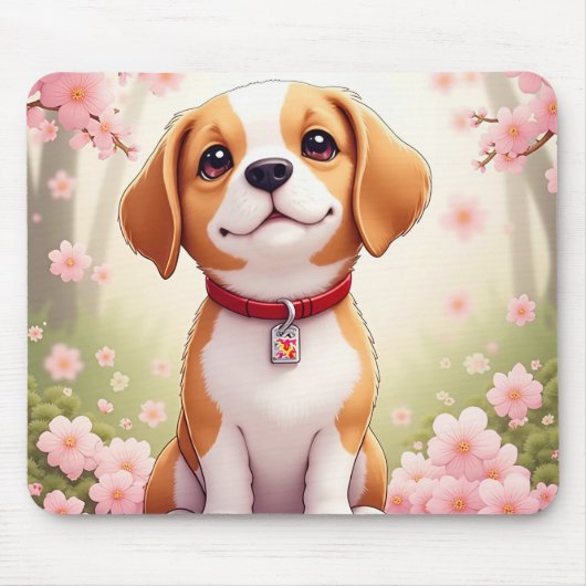 Hund und Blüten Mousepad (Vorne)