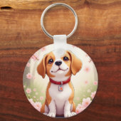 Hund und Blüten Schlüsselanhänger (Vorderseite)