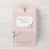 Hund und Blütenrosa Rose All In One Einladung (Außenbereich)