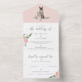 Hund und Blütenrosa Rose All In One Einladung (Innen Boden)