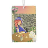 Hund und Dame im Café bei Sunset Autolufterfrischer (Rückseite)