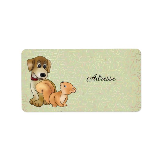 Hund und Eichhörnnchen Adressaufkleber (Vorne)