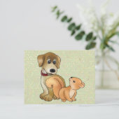 Hund und Eichhörnnchen Postkarte (Stehend Vorderseite)