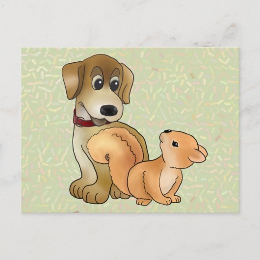 Hund und Eichhörnnchen Postkarte (Vorderseite)