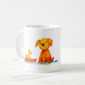 Hund und Ente Cartoon Kaffeetasse (Vorderseite Links)