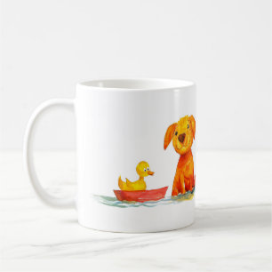 Hund und Ente Cartoon Kaffeetasse