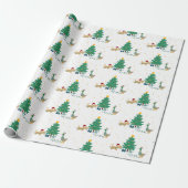 Hund und Ente mit Weihnachtsbaum Geschenkpapier (Ungerollt)