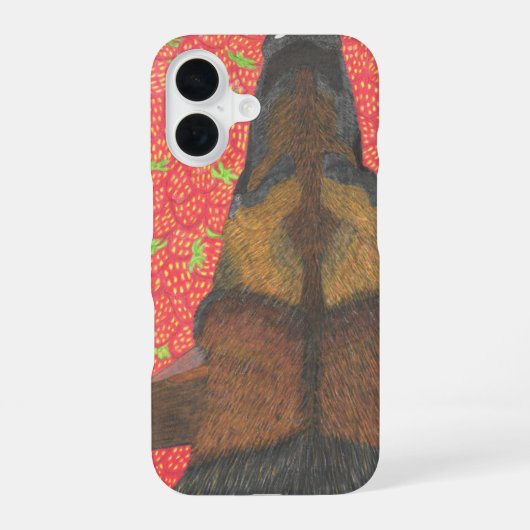 Hund und Erdbeeren Telefonhülle iPhone 16 Hülle (Rückseite)