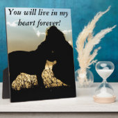 Hund und Frau im Sonnenuntergang Fotoplatte (Seite)