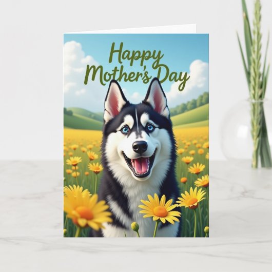 Hund und Gänseblümchen Muttertagskarte Karte (Vorderseite)