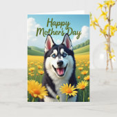 Hund und Gänseblümchen Muttertagskarte Karte (Gelbe Blume)