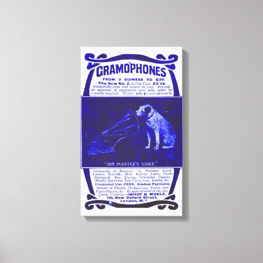 Hund und Grammophon Leinwanddruck (Vorderseite)