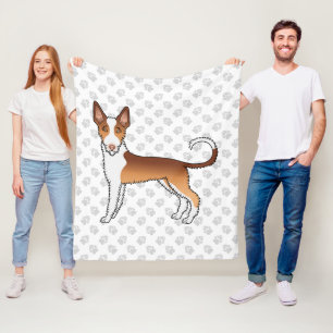 Hund und Hunde und Pfoten aus Rot und Weiß Fleecedecke