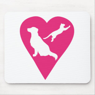 Hund und Katz Herz Mousepad