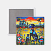 Hund und Katze 1 Magnet (Vorderseite/Rückseite)