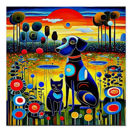 Hund und Katze 1 Poster (Vorderseite)