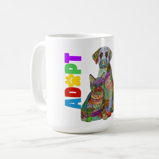 Hund und Katze Adoptier Keine Shop Rescue Tasse (Vorderseite Links)