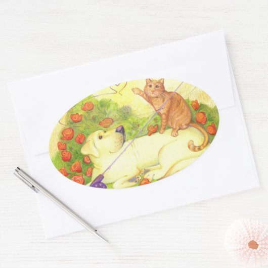 Hund und Katze / Aufkleber (Umschlag)