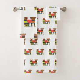 Hund und Katze Beste Freunde Badehandtuch Set