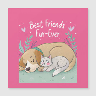 Hund und Katze beste Freunde für immer Magnetkarte