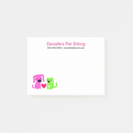 Hund und Katze des Tieres mit Herz Post-it Klebezettel (Vorderseite)