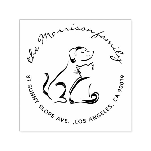 Hund und Katze Moderne Rücksendeadresse der Skript Permastempel (Design)