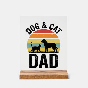 Hund und Katze Papa Vintage Haustierliebhaber-Shir Acrylschild