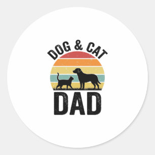 Hund und Katze Papa Vintage Haustierliebhaber-Shir Runder Aufkleber