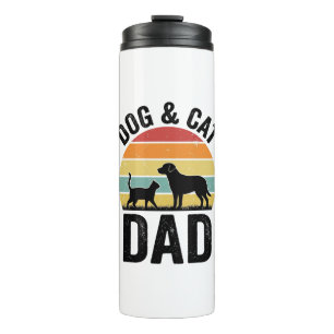 Hund und Katze Papa Vintage Haustierliebhaber-Shir Thermosbecher