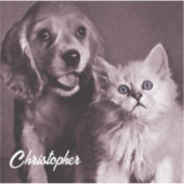 Hund und Katze, Personalisiert nachsehen Aufkleber (Vorderseite)