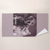 Hund und Katze, Personalisiert nachsehen Badehandtuch (Badehandtuch)