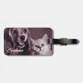 Hund und Katze, Personalisiert nachsehen Gepäckanhänger (Rückseite horizontal)