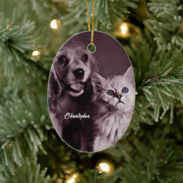 Hund und Katze, Personalisiert nachsehen Keramik Ornament