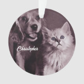 Hund und Katze, Personalisiert nachsehen Ornament (Vorderseite)