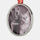 Hund und Katze, Personalisiert nachsehen Ornament Aus Metall (Links)