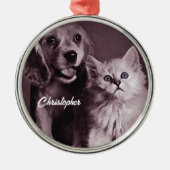 Hund und Katze, Personalisiert nachsehen Ornament Aus Metall (Vorne)