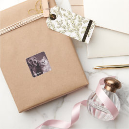 Hund und Katze, Personalisiert nachsehen Quadratischer Aufkleber