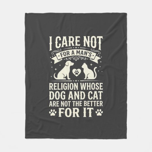Hund und Katze Religion Zitat Fleecedecke (Vorderseite)