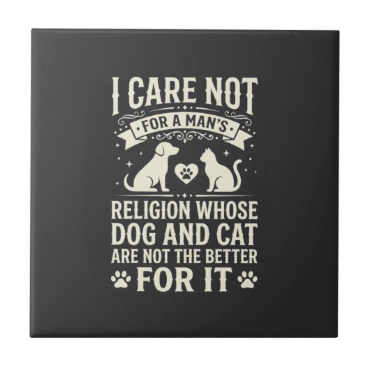 Hund und Katze Religionszitat Fliese (Vorderseite)