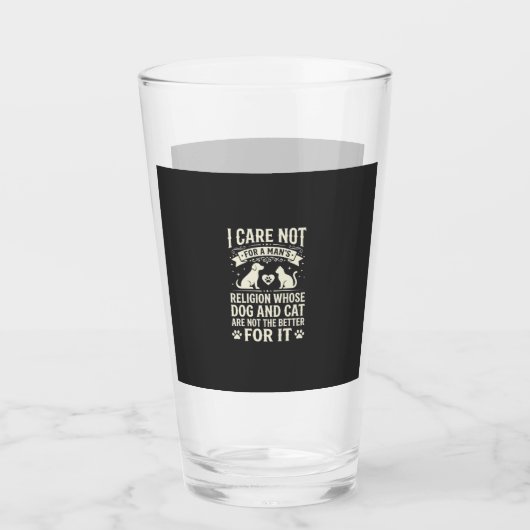 Hund und Katze Religionszitat Glas (Vorderseite)
