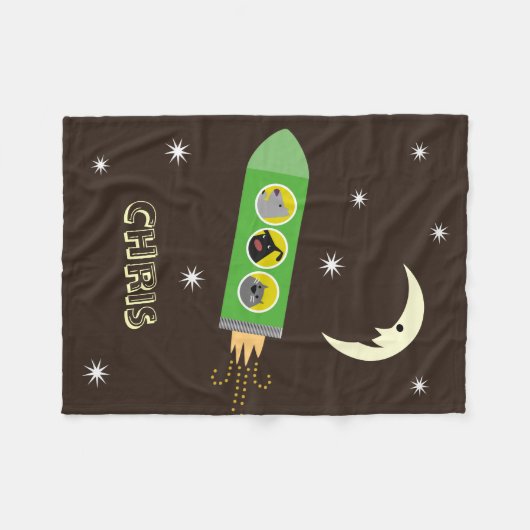 Hund- und Katze Sapceship Fleecedecke (Vorderseite (Horizontal))