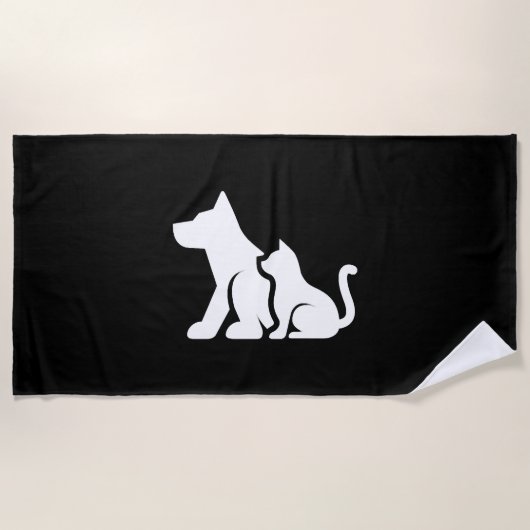 Hund und Katze Strandtuch (Vorderseite)
