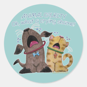 Hund und Katze weinen - Was für eine Schande Runder Aufkleber