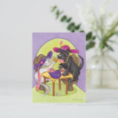 Hund und Katzen Tee Party Postkarte (Stehend Vorderseite)