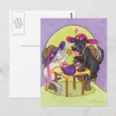 Hund und Katzen Tee Party Postkarte (Vorne/Hinten)