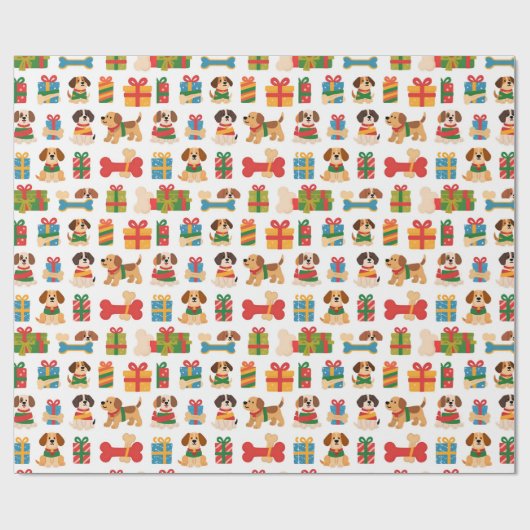Hund und Knochen Farbige Weihnachtsgeschenke Geschenkpapier (Flach)