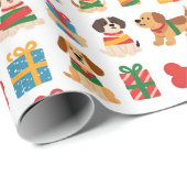 Hund und Knochen Farbige Weihnachtsgeschenke Geschenkpapier (Rolleneckpunkt)