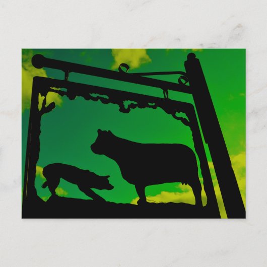 Hund und Kuh. Postkarte (Vorderseite)