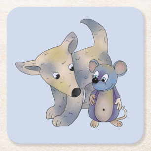 Hund und Maus Rechteckiger Pappuntersetzer
